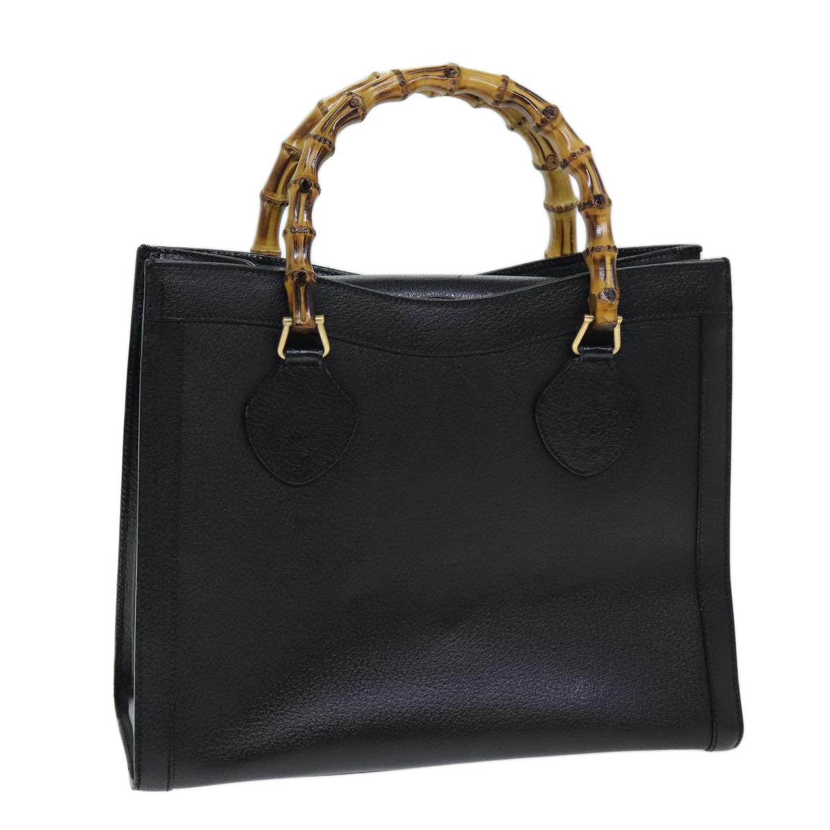 Gucci Bamboo Hand Bag Leather Black 002 1095 0260 Auth Ep4125